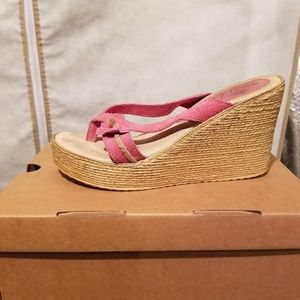 Sbicca Daisy Pink Wedge Sandal